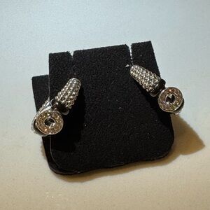 LAGOS Caviar Spark Silver Diamond with Black Earrings. NEVER WORN. Make offer.